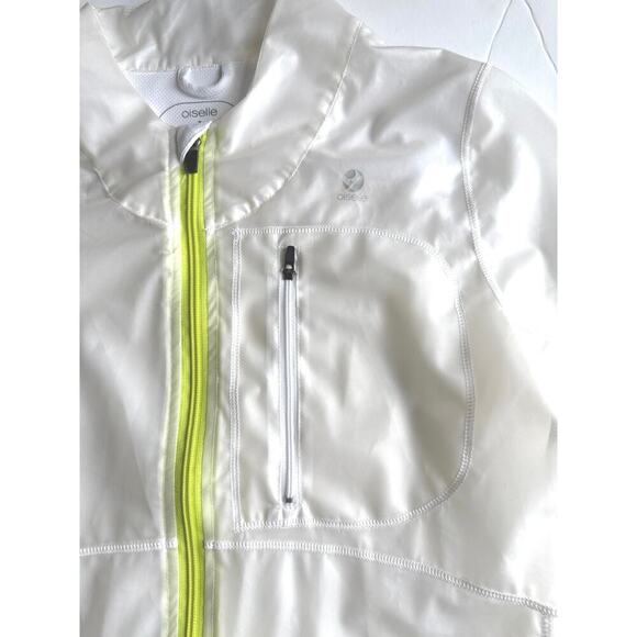 Oiselle Women's Lightweight Running Jacket Size S Sheer White with Neon Zipper - Picture 4 of 8